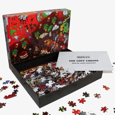 The Cosy Cinema Jigsaw Puzzle with Secret Riddles (1000 Pieces) - Great Games - Vizzles Visual Puzzles Series 1