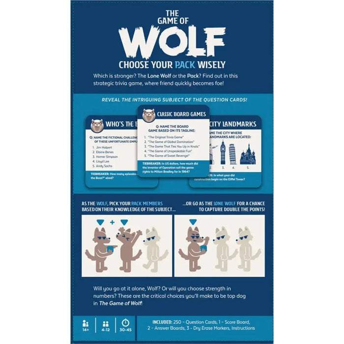 The Game of Wolf - Trivia General Knowledge Card Game for Family, Adults, and Children (4-12 Player, Ages 14+) - Gray Matters Games