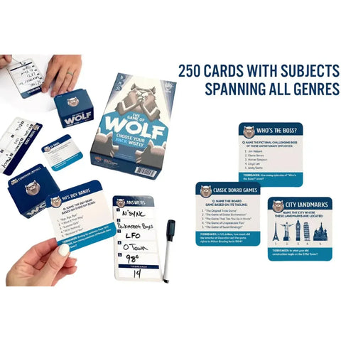 The Game of Wolf - Trivia General Knowledge Card Game for Family, Adults, and Children (4-12 Player, Ages 14+) - Gray Matters Games