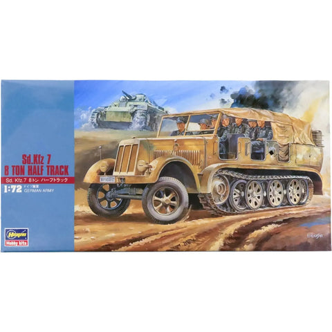 The German Army [World War II] - Sd.Kfz. 7 8-Ton Half-Track Military Vehicle Model Kit (1:72 Scale, Plastic) - Hasegawa - (1991)