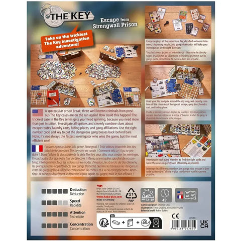 The Key: Escape from Strongwall Prison - Puzzle Crime Board Game for Family and Adults (1-4 Players, Ages 12+) - HABA