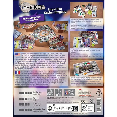 The Key: Royal Star Casino Burglary - Puzzle Crime Board Game for Adults, and Family (1-4 Players, Ages 10+) - HABA
