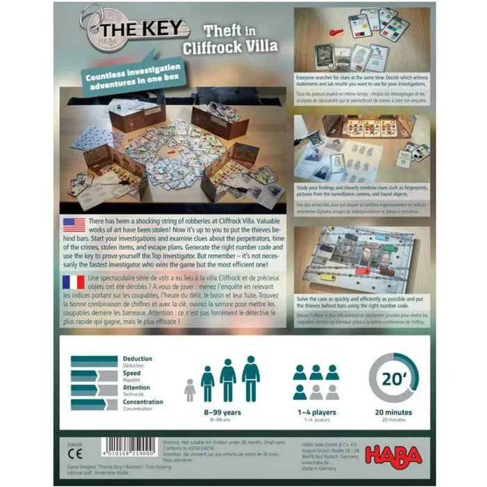 The Key: Theft in Cliffrock Villa - Puzzle Crime Board Game for Family and Adults (1-4 Players, Ages 8+) - HABA
