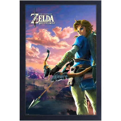 The Legend of Zelda: Breath of the WIld - Link with Bow & Arrow Framed Poster (Gel Coat, 12.25"x18.25") - Pyramid America