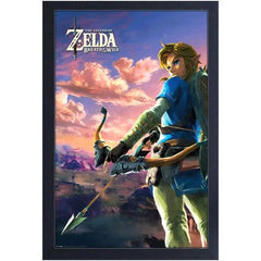 The Legend of Zelda: Breath of the WIld - Link with Bow & Arrow Framed Poster (Gel Coat, 12.25"x18.25") - Pyramid America