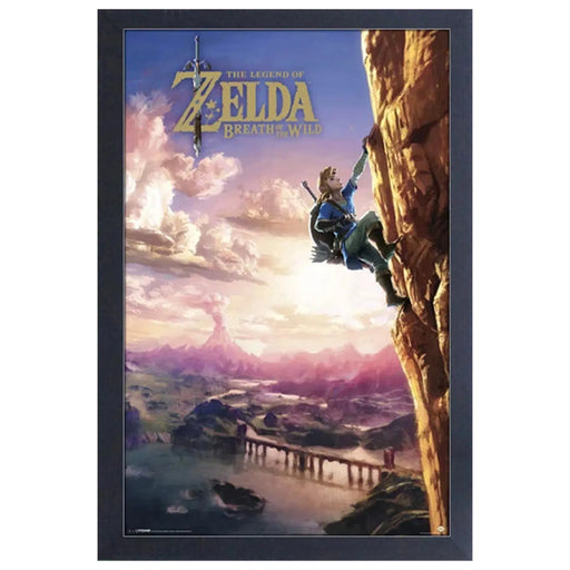 The Legend of Zelda: Breath of the Wild - Climbing Link Framed Poster (Gel Coat, 12.25"x18.25") - Pyramid America