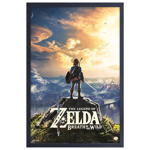 The Legend of Zelda: Breath of the Wild - Link & Hyrule Landscape Framed Poster (Gel Coat, 12.25