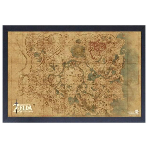 The Legend of Zelda: Breath of the Wild - Map of Hyrule Framed Poster (Gel Coat, 12.25"x18.25") - Pyramid America