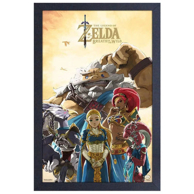 The Legend of Zelda: Breath of the Wild - Zelda & Champions Framed Poster (Gel Coat, 12.25