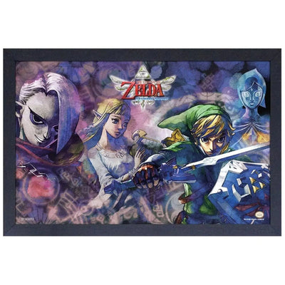 The Legend of Zelda: Skyward Sword - Link, Zelda, Ghirahim & Fi Framed Poster (Gel Coat, 18.25