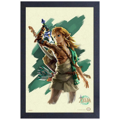 The Legend of Zelda: Tears of the Kingdom - Link with Master Sword Framed Poster (Gel Coat, 12.25
