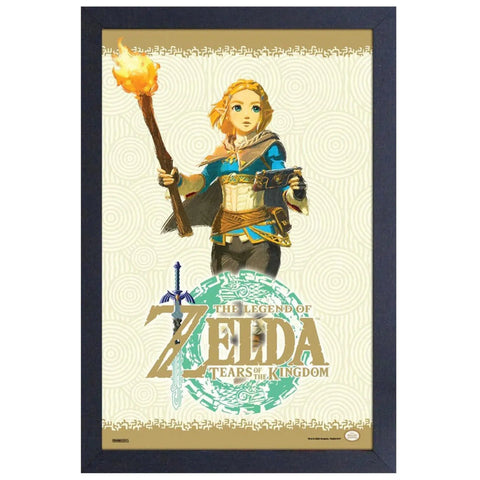 The Legend of Zelda: Tears of the Kingdom - Zelda with Torch Framed Poster (Gel Coat, 12.25