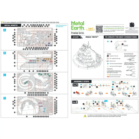 The Lord of the Rings - Minas Tirith Cityscape Figure 3D Model Kit (Steel, Hard Difficulty) - Fascinations - Metal Earth Premium Series - (2023) - Image 7
