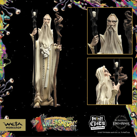 The Lord of the Rings - Saruman the White with Gandalf's Staff Figure (Limted Edition San Diego Comic-Con SDCC 2021 Exclusive) - Weta Workshop - Mini Epics Series