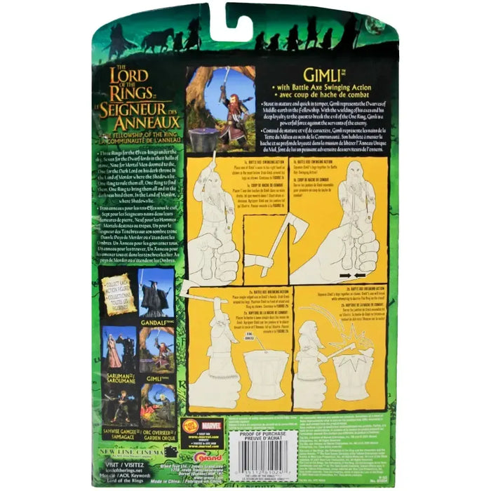 The Lord of the Rings: The Fellowship of the Ring - Battle Axe Swinging Gimli Action Figure - Toy Biz - (2001)