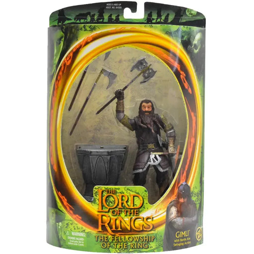 The Lord of the Rings: The Fellowship of the Ring - Battle Axe Swinging Gimli Action Figure - Toy Biz - (2001)