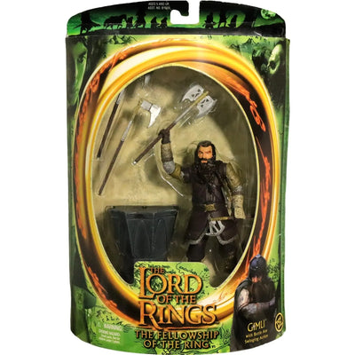 The Lord of the Rings: The Fellowship of the Ring - Battle Axe Swinging Gimli Action Figure - Toy Biz - (2001)
