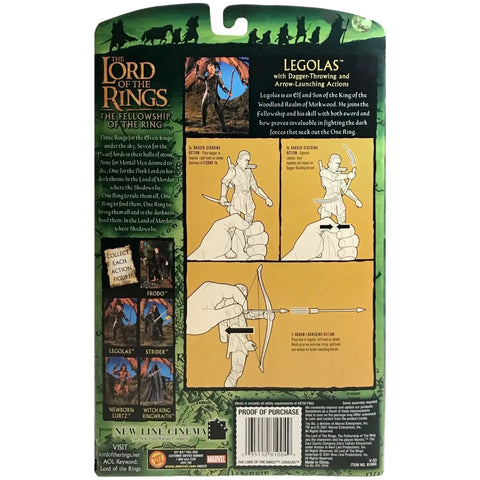 The Lord of the Rings: The Fellowship of the Ring - Legolas with Dagger-Slashing and Arrow-Launching Ability Action Figure - Toy Biz - (2001)