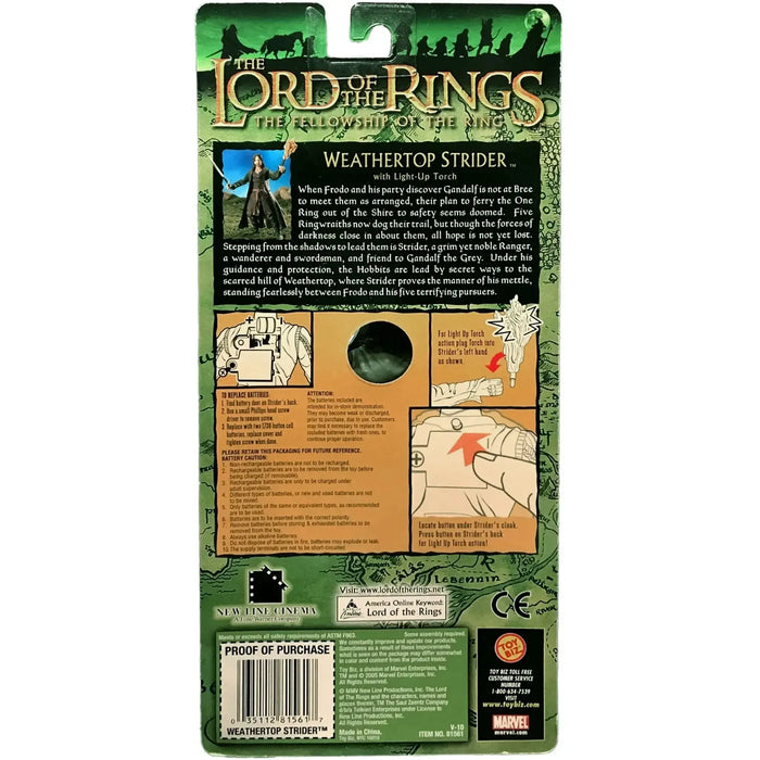 The Lord of the Rings: The Fellowship of the Ring - Weathertop Strider [Aragorn] with Light-Up Torch Action Figure - Toy Biz - (2005)