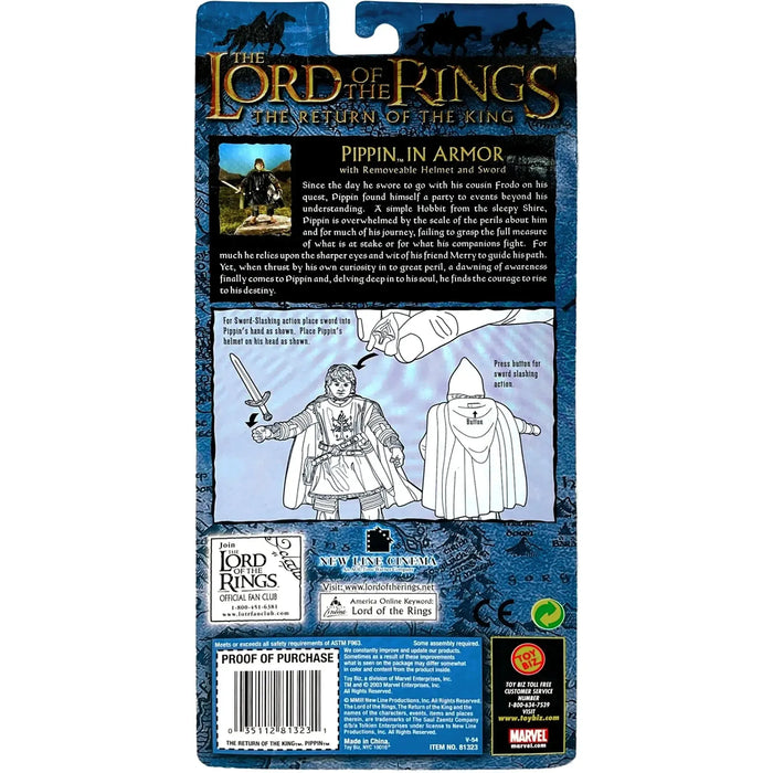 The Lord of the Rings: The Return of the King - Pippin in Armor with Removable Helmet and Sword Ability Action Figure - Toy Biz - (2003)