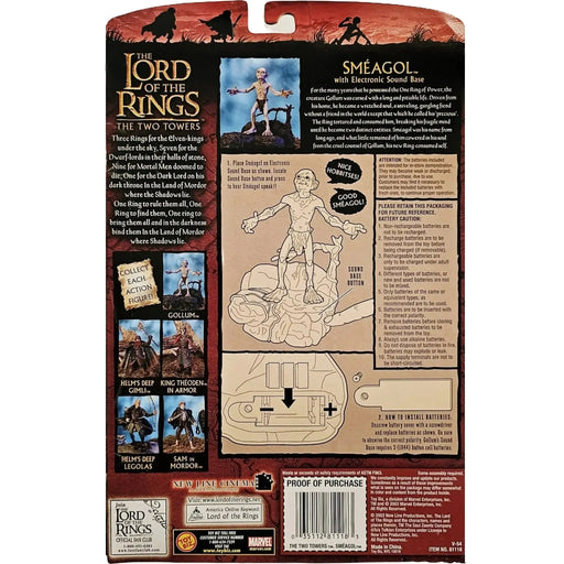 The Lord of the Rings: The Two Towers - Sméagol Action Figure with Interactive Electronic Sound Base (6") - Toy Biz - (2003)