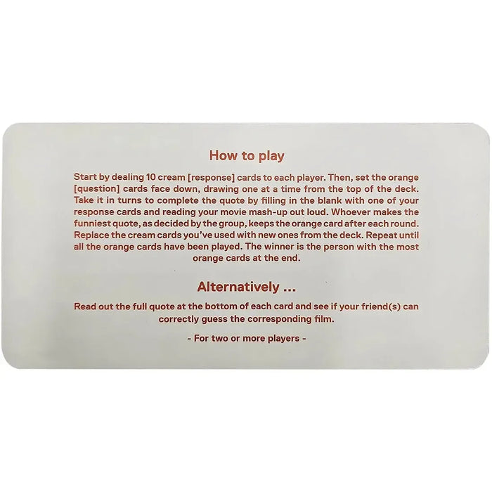 The Movie Misquote Game - Party Movies Card Game for Family, and Adults (2+ Players, Ages 16+) - Little White Lies