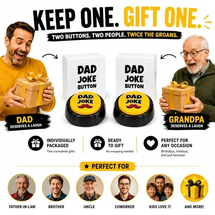 The Original Dad Joke Button | Funny Dad Jokes Gift for Dad | Fathers Day Gifts, Dad Birthday Gift from Daughter Son | Gag Gifts for Men, White Elephant Gifts for Adults