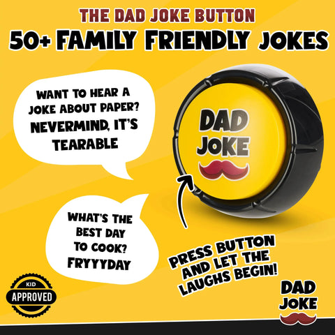 The Original Dad Joke Button | Funny Dad Jokes Gift for Dad | Fathers Day Gifts, Dad Birthday Gift from Daughter Son | Gag Gifts for Men, White Elephant Gifts for Adults
