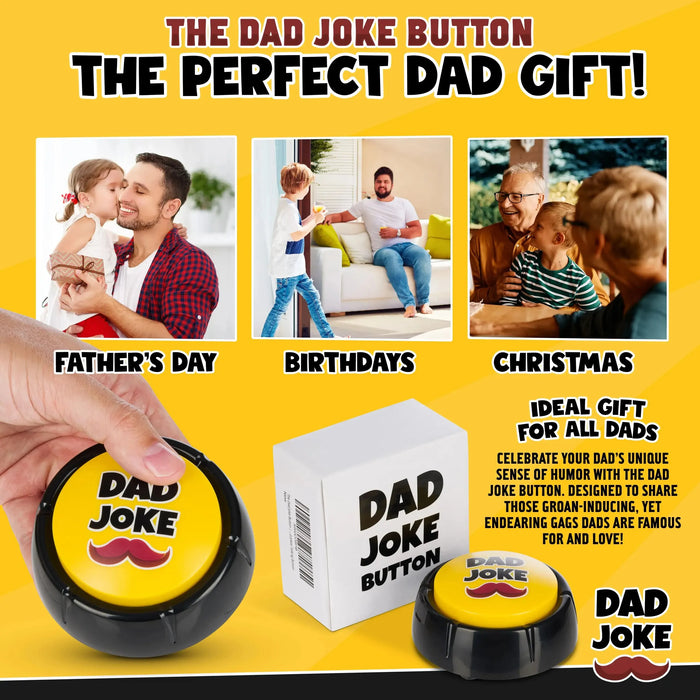 The Original Dad Joke Button | Funny Dad Jokes Gift for Dad | Fathers Day Gifts, Dad Birthday Gift from Daughter Son | Gag Gifts for Men, White Elephant Gifts for Adults