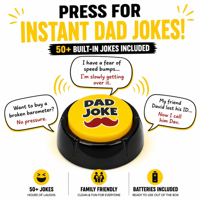 The Original Dad Joke Button | Funny Dad Jokes Gift for Dad | Fathers Day Gifts, Dad Birthday Gift from Daughter Son | Gag Gifts for Men, White Elephant Gifts for Adults
