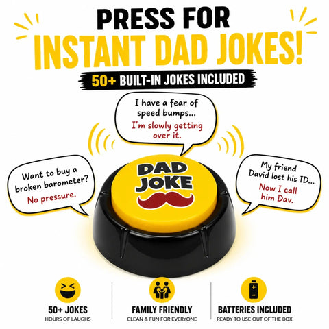 The Original Dad Joke Button | Funny Dad Jokes Gift for Dad | Fathers Day Gifts, Dad Birthday Gift from Daughter Son | Gag Gifts for Men, White Elephant Gifts for Adults - Image 3