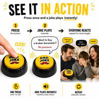 The Original Dad Joke Button | Funny Dad Jokes Gift for Dad | Fathers Day Gifts, Dad Birthday Gift from Daughter Son | Gag Gifts for Men, White Elephant Gifts for Adults