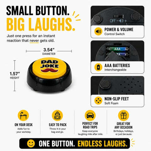 The Original Dad Joke Button | Funny Dad Jokes Gift for Dad | Fathers Day Gifts, Dad Birthday Gift from Daughter Son | Gag Gifts for Men, White Elephant Gifts for Adults - Image 7