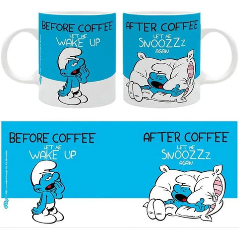 The Smurfs - Before & After Coffee Lazy Smurf Mug (Ceramic, 11 oz.) - ABYstyle
