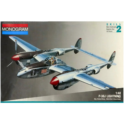 The United States Army Air Forces [World War II] - Lockheed P-38J Lightning Military Plane Model Kit (1:48 Scale, Plastic, Moderate Difficulty) - Monogram Models