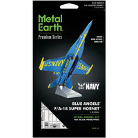 The United States Navy - Blue Angels F/A-18 Super Hornet Military Plane 3D Figure Model Kit (1:120 Scale, Steel, Moderate Difficulty) - Fascinations - Metal Earth Premium Series - (2023)