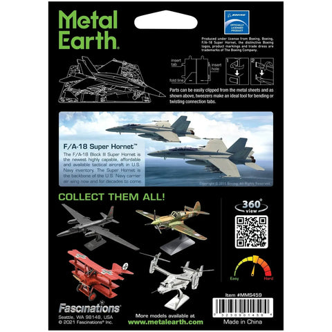 The United States Navy - Boeing F/A-18 Super Hornet Military Plane 3D Figure Model Kit (1:117 Scale, Steel, Hard Difficulty) - Fascinations - Metal Earth Series - (2023) - Image 3