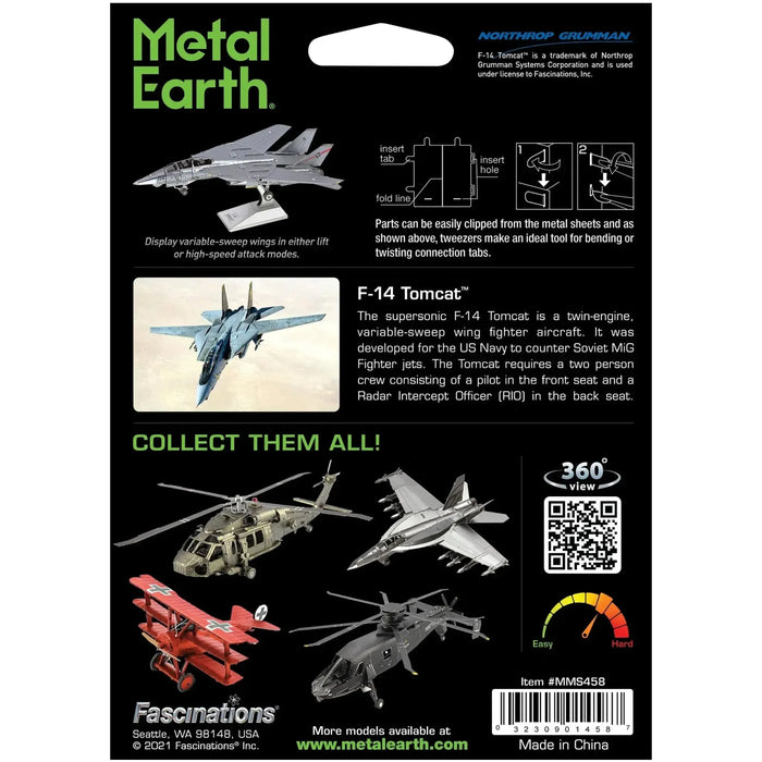 The United States Navy - Grumman F-14 Tomcat Fighter Jet 3D Figure Model Kit (1:130 Scale, Steel, Hard Difficulty) - Fascinations - Metal Earth Series - (2024)