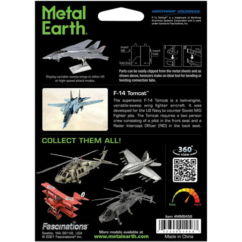 The United States Navy - Grumman F-14 Tomcat Fighter Jet 3D Figure Model Kit (1:130 Scale, Steel, Hard Difficulty) - Fascinations - Metal Earth Series - (2024) - Image 3