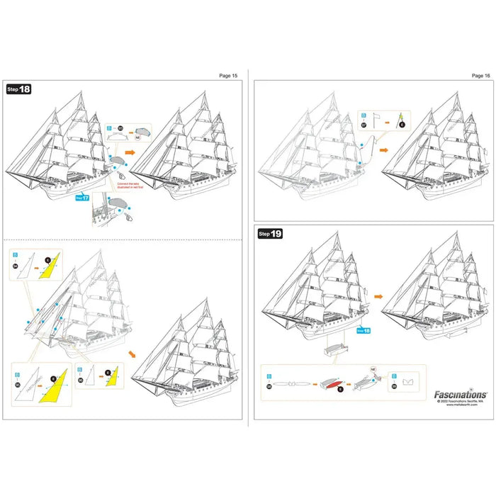 The United States Navy - USS Constitution "Old Ironsides" Ship Figure Model Kit (1:528 Scale, Steel, Challenging Difficulty) - Fascinations - Metal Earth Premium Series