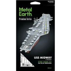 The United States Navy - USS Midway Aircraft Carrier Ship Figure Model Kit (1:1410 Scale, Steel, Challenging Difficulty) - Fascinations - Metal Earth Premium Series