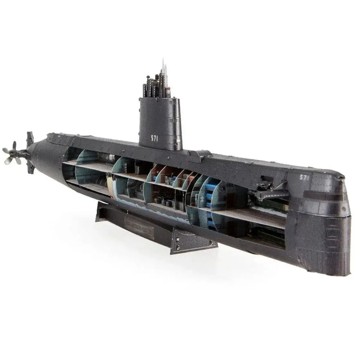 The United States Navy - USS Nautilus Nuclear Powered Submarine Ship Figure Model Kit (1:342 Scale, Steel, Challenging Difficulty) - Fascinations - Metal Earth Premium Series