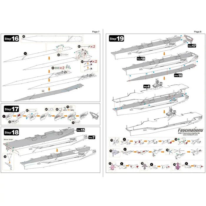 The United States Navy - Unpainted USS Theodore Roosevelt CVN-71 Aircraft Carrier Ship Figure Model Kit (Steel, Expert Difficulty) - Fascinations - Metal Earth Premium Series