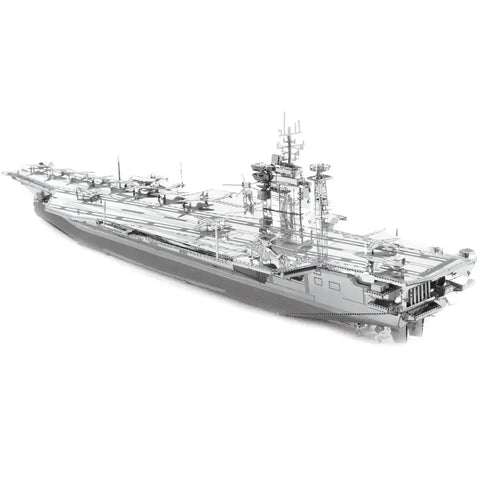 The United States Navy - Unpainted USS Theodore Roosevelt CVN-71 Aircraft Carrier Ship Figure Model Kit (Steel, Expert Difficulty) - Fascinations - Metal Earth Premium Series