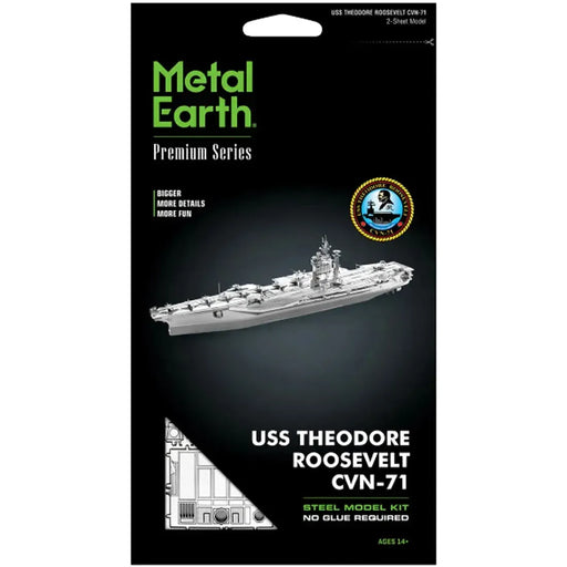 The United States Navy - Unpainted USS Theodore Roosevelt CVN-71 Aircraft Carrier Ship Figure Model Kit (Steel, Expert Difficulty) - Fascinations - Metal Earth Premium Series