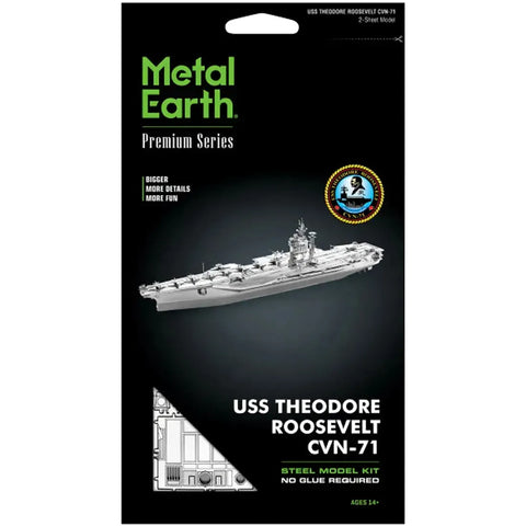 The United States Navy - Unpainted USS Theodore Roosevelt CVN-71 Aircraft Carrier Ship Figure Model Kit (Steel, Expert Difficulty) - Fascinations - Metal Earth Premium Series