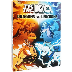 Tic Tac K.O.: Dragons vs Unicorns - Tile Placement Fantasy Card Game for Family, Adults, and Children (2-4 Players, Age 8+) - Unstable Games
