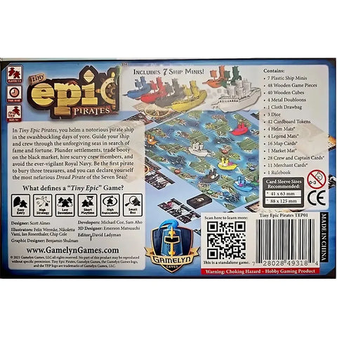 Tiny Epic Pirates - Strategy Pirates Board Game for Family, and Adults (1-4 Players, Ages 14+) - Gamelyn Games