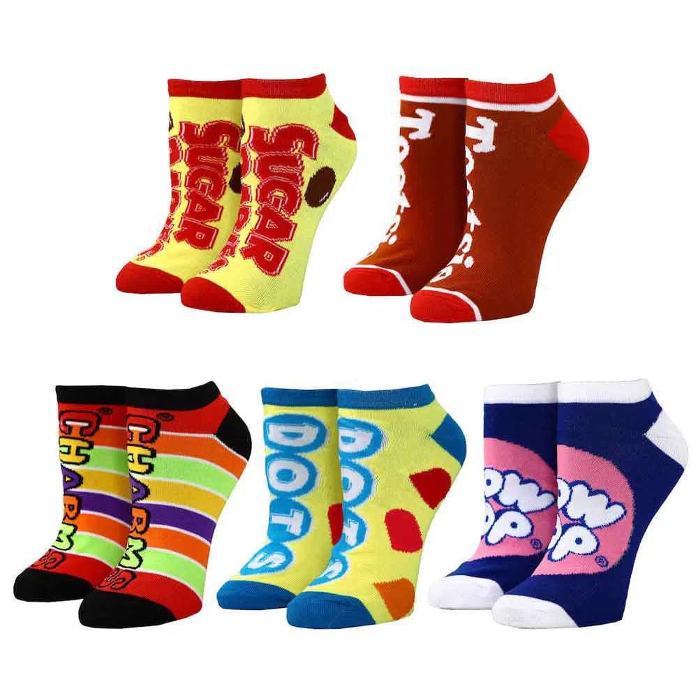 Tootsie Roll - Candy Ankle Socks (5 Pairs) - Bioworld - Tootsie, Sugar Babies, Dots, Blow Pop & Charms