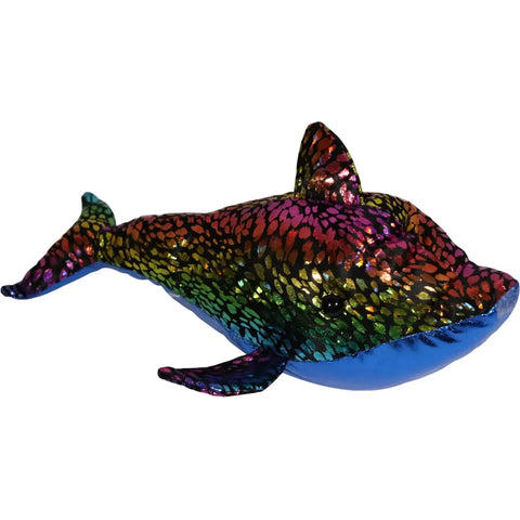 Toy Works - Rainbow Blue Sparkling Dolphin Plush (9